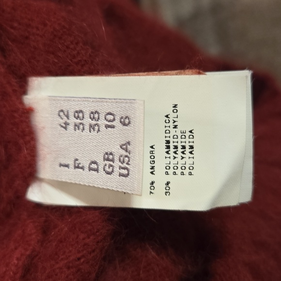 PHILOSOPHY Di ALBERTA FERRETTI Cropped Red Angora Cardigan Sweater Beaded Size 6 - Picture 6 of 6